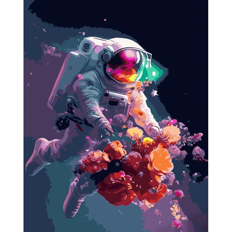 Картина по номерам Strateg Премиум Космический букет с лаком и уровнем 40х50 см (GS1465)