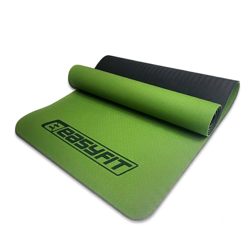 Коврик для йоги EasyFit TPE+TC двухслойный 183х61 см Зеленый/Черный (EF-TPE6GRB)