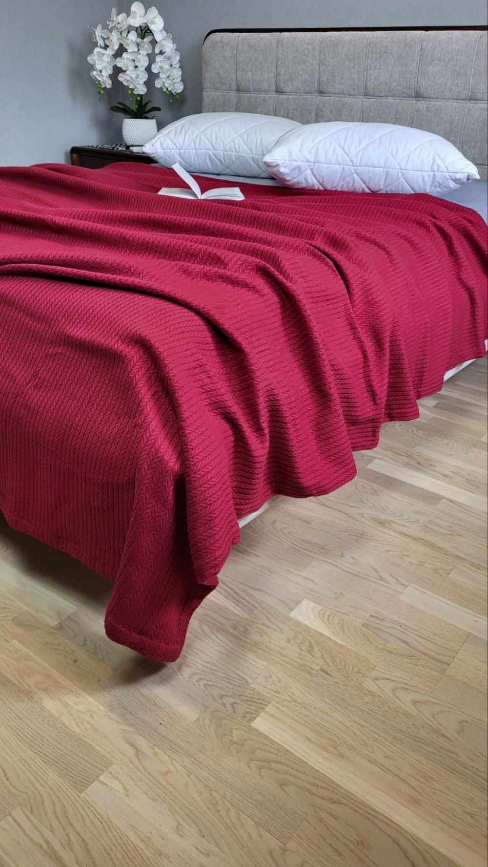 Покрывало Пике Косичка 140x220 см Вишневый джем (11222) - фото 5