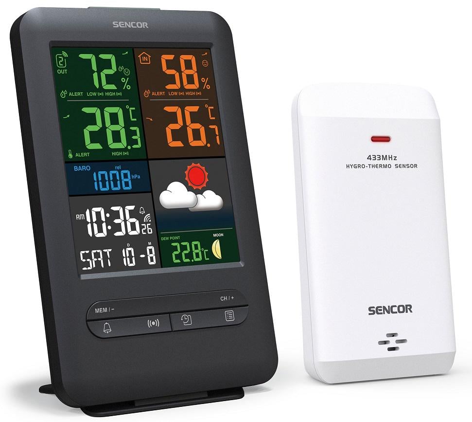 Метеостанция настольная Sencor SWS7300 для внутреннего и внешнего измерения температуры влажности погоды 2хAA (a377efe7) - фото 4