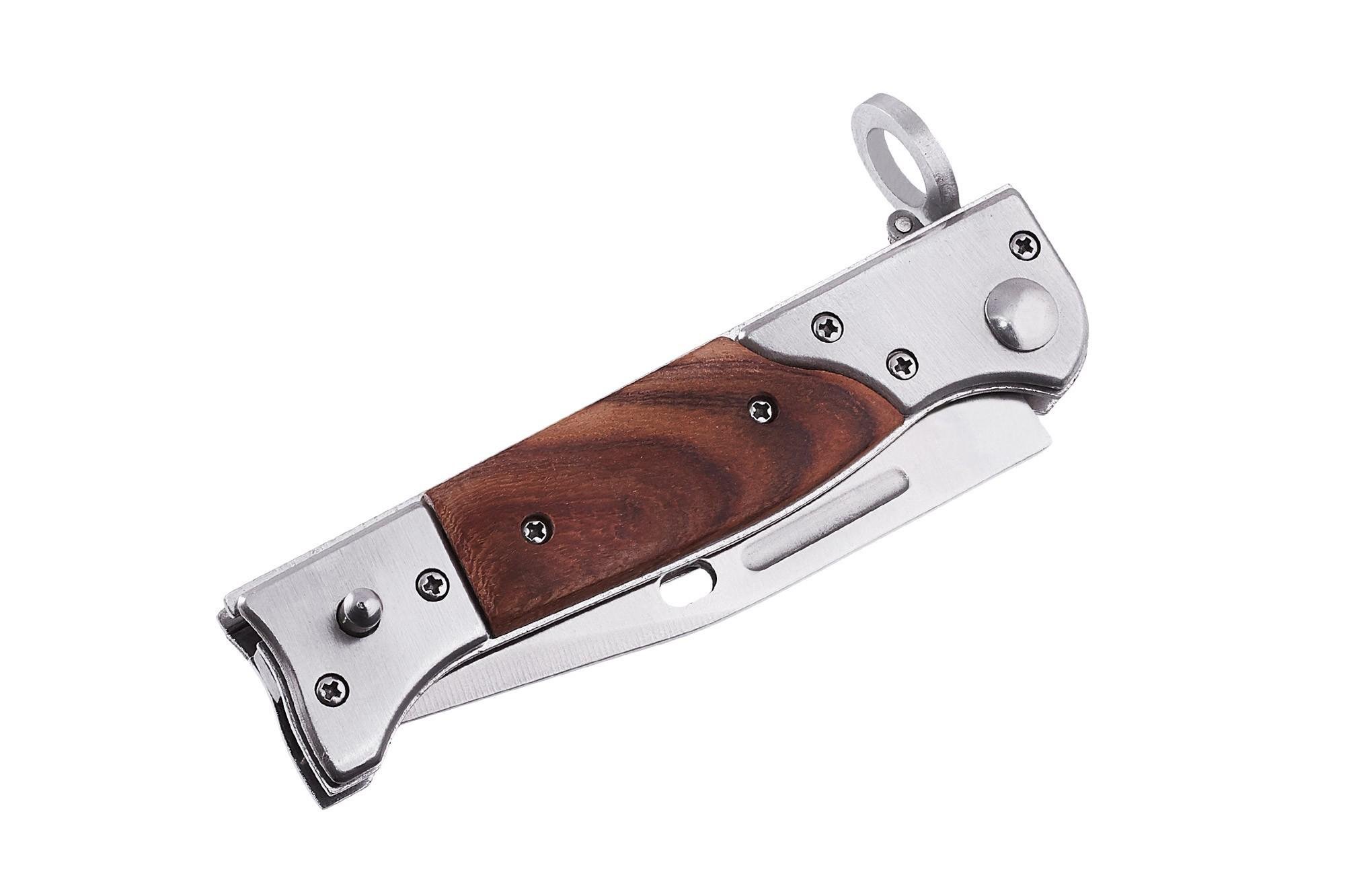 Нож выкидной на кнопке AK-47 с кольцом под шомпол (23931028) - фото 5 Нож выкидной на кнопке AK-47 с кольцом под шомпол (23931028) - фото 5