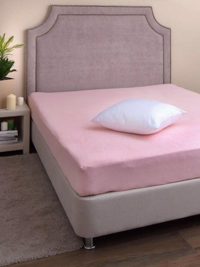 Простынь махровая с 2 наволочками евро 200х230 см Розовый (2226779710)