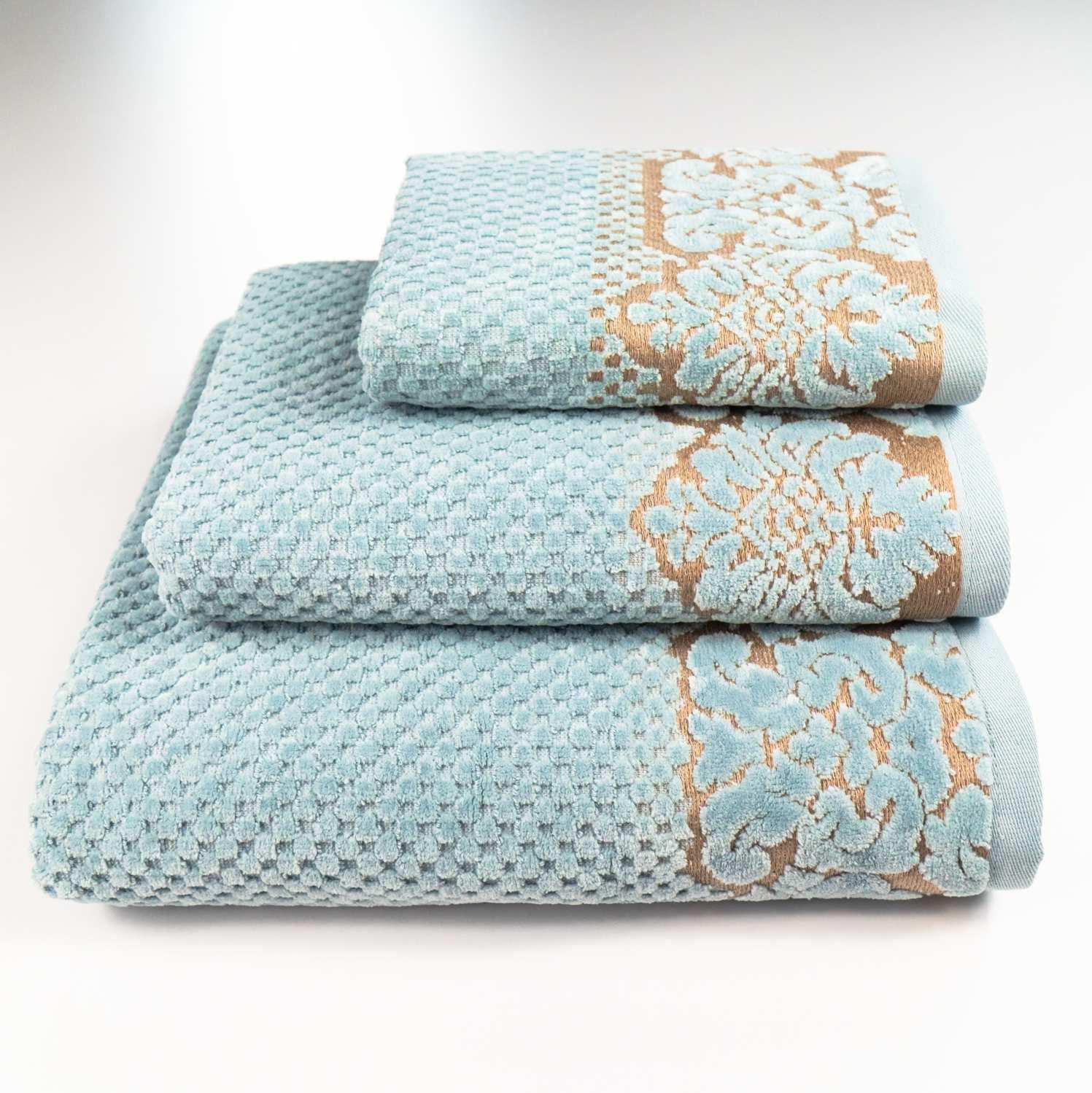 Комплект полотенец Damask жаккардовое с велюром 3 шт. Мятный (550-dv-k3-mint)