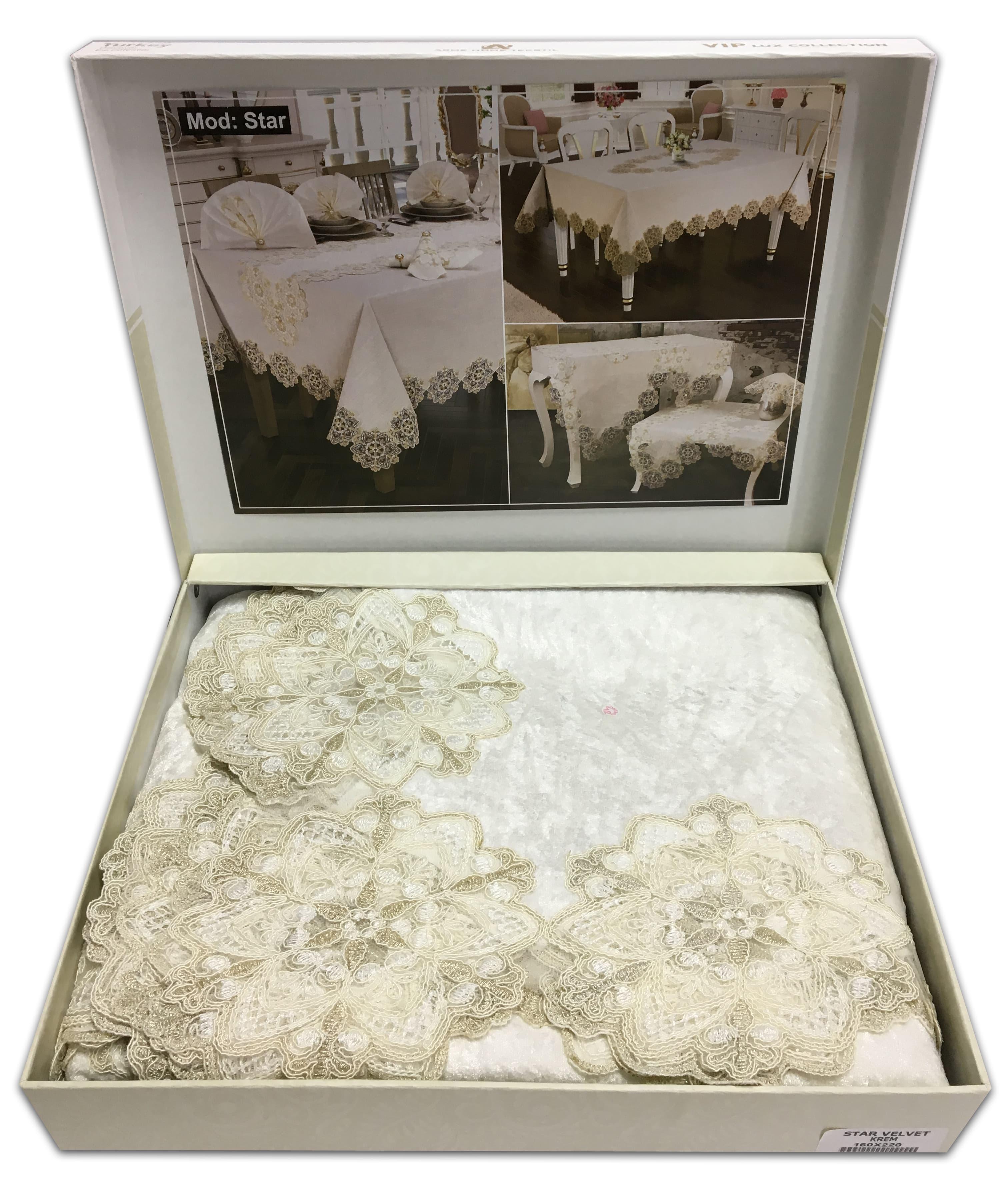 Скатерть велюровая Acme Tekstil 110x160 Star Krem (CN7890)