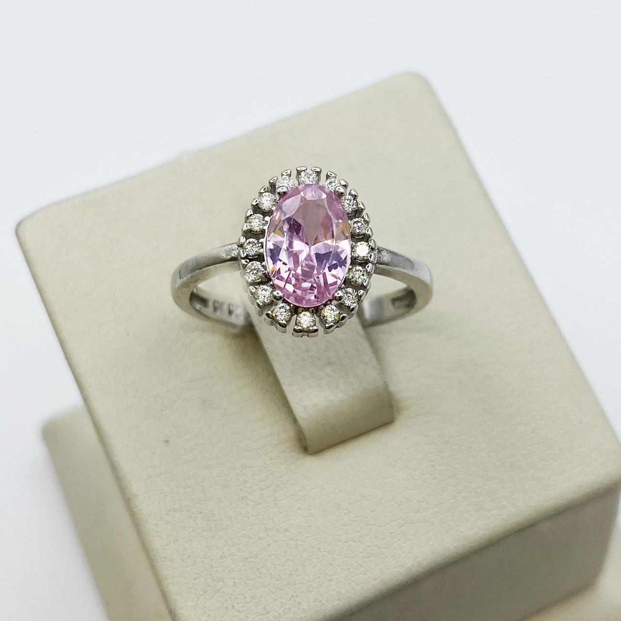 Кольцо серебряное с розовым кварцем р. 17,5 2,77 г (1974600981)