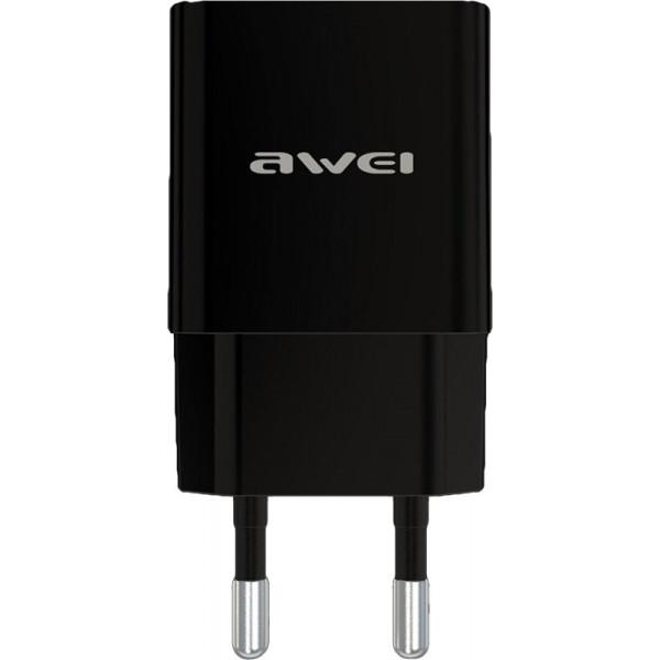 Сетевое зарядное устройство AWEI C-810 Travel charger 1USB 2.4A кабель Micro USB Black