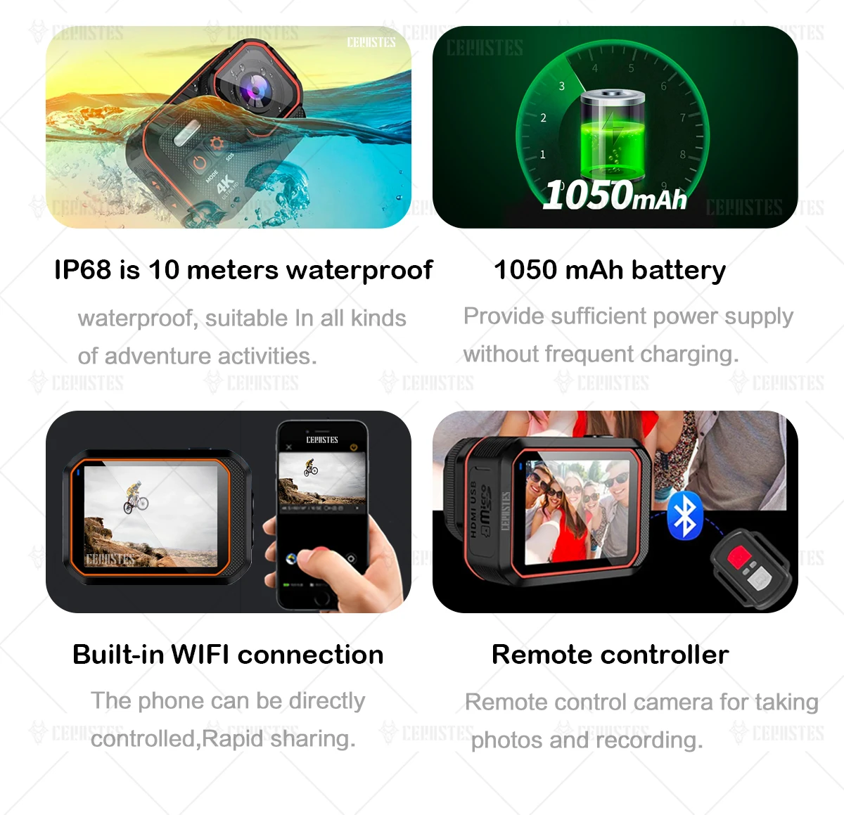 Экшн-камера Viran Cerastes 4K 60FPS IP68 и кейс - фото 6