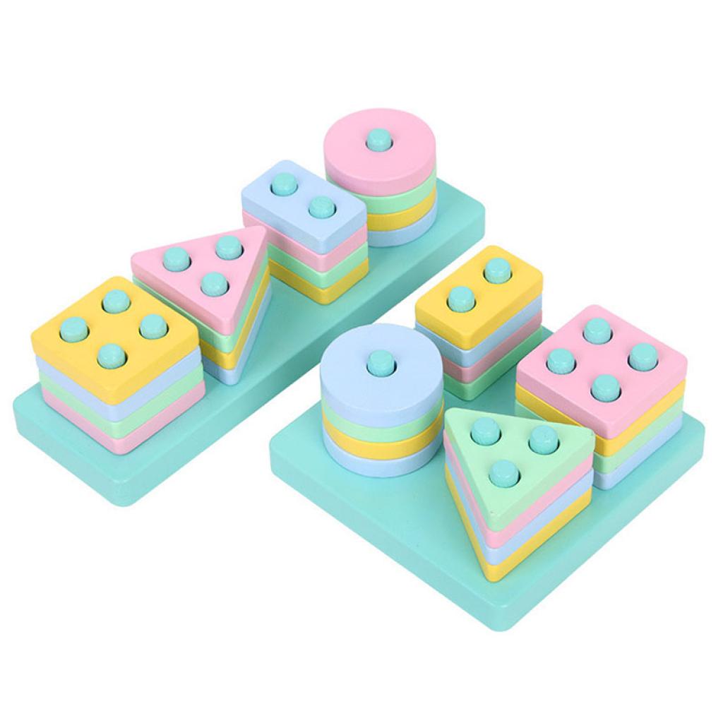 Дерев'яна іграшка Lesko Blocks Square + Rectangle для дітей (DL-004) - фото 3
