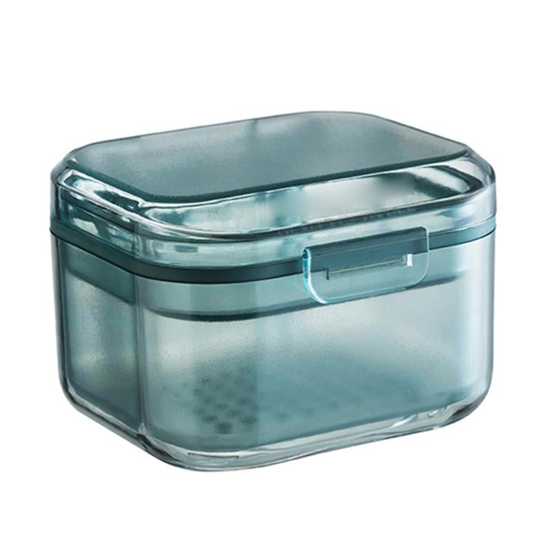 Бокс-контейнер для хранения зубных протезов/ортодонтических ретейнеров/брекетов Голубой (79611833)