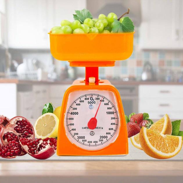 Весы кухонные Kitchen Scale механические стрелочные на 5 кг с чашей Оранжевый - фото 4