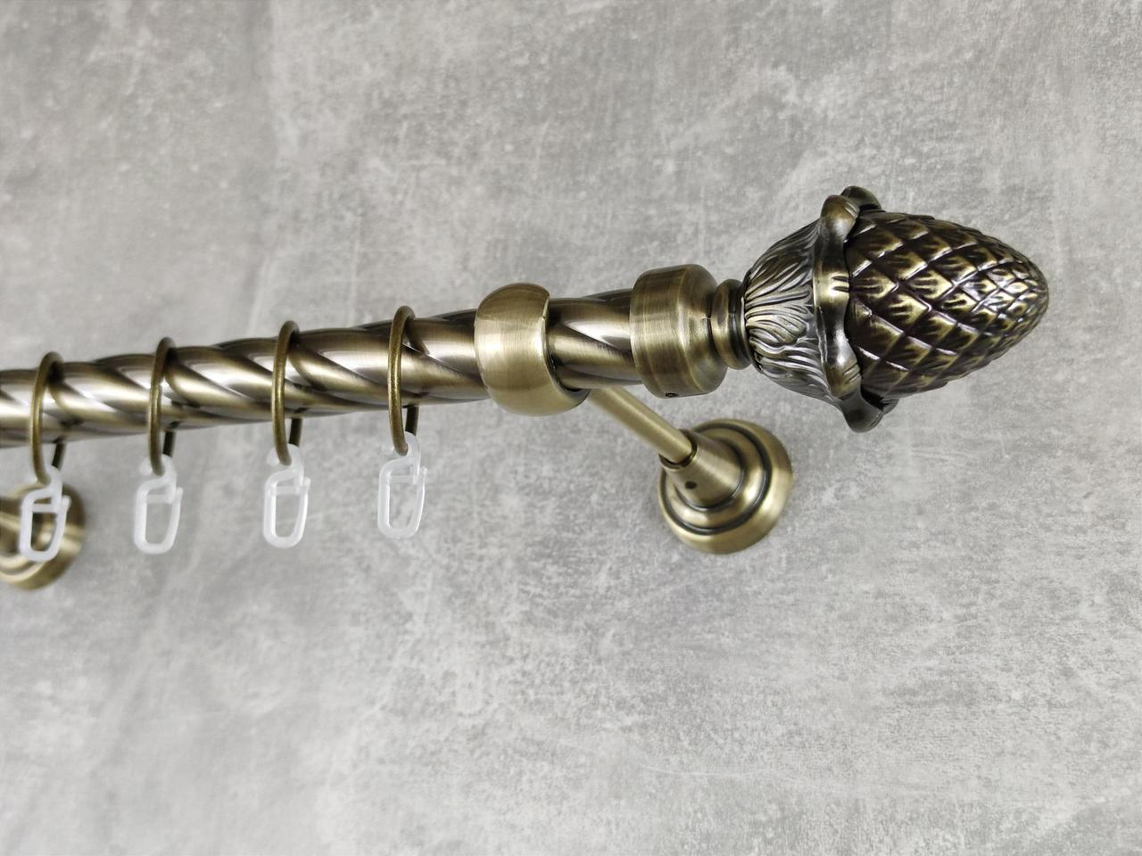 Карниз MStyle металлический для штор однорядный Цынара 25 мм крученый 400 см Антик (5012344)