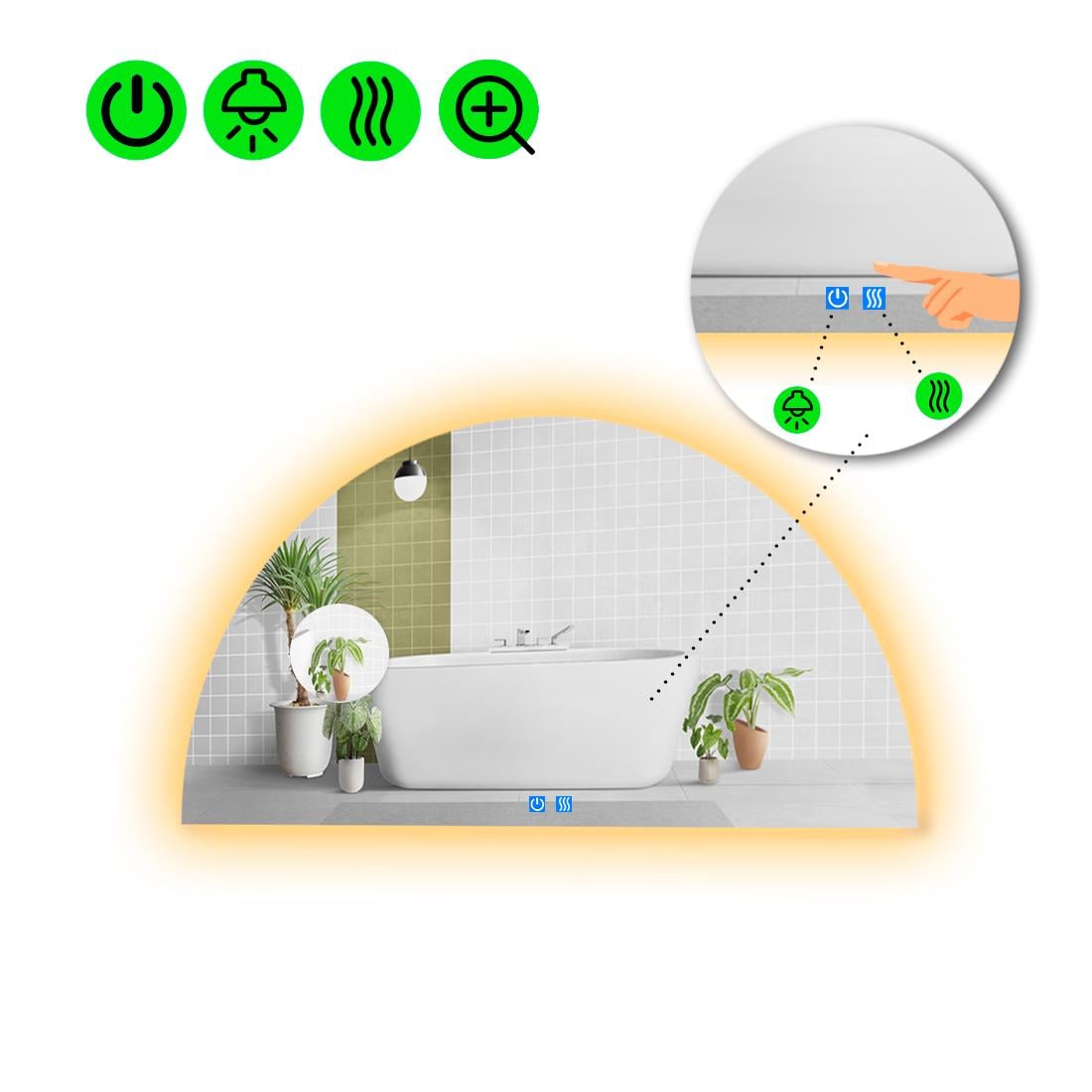 Зеркало с LED подсветкой Cerhio 2 с двумя сенсорами 80x40 см (8738330)