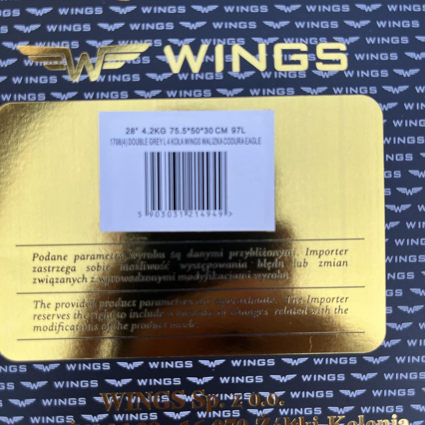 Чемодан тканевый большой на 4 колесах Wings 1708 L Серый - фото 7