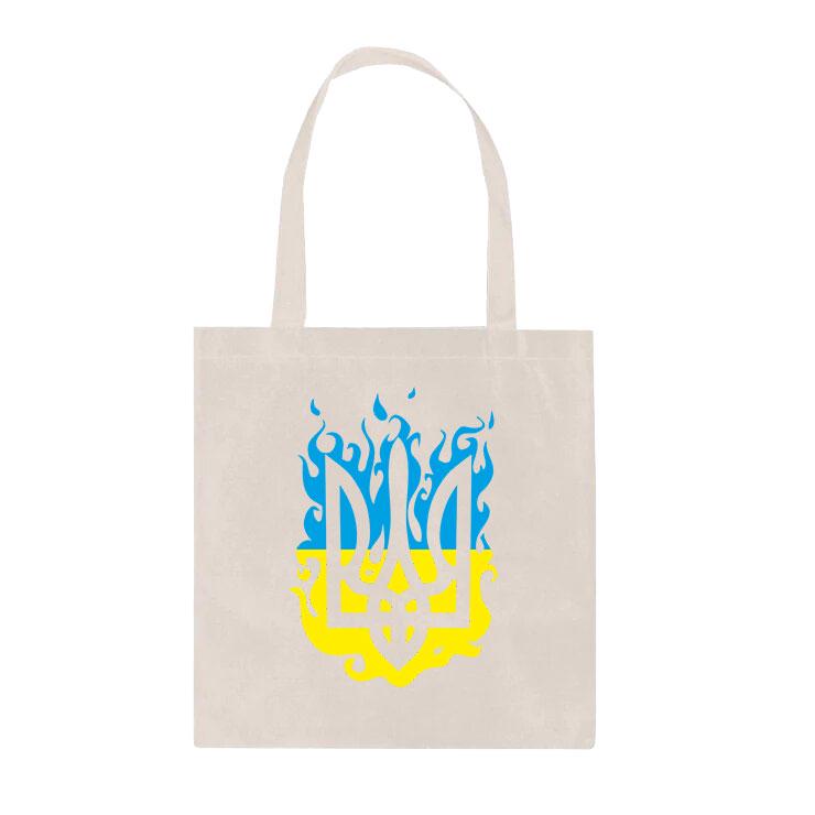 Еко-сумка шопер з принтом Тризуб повсякденна Білий