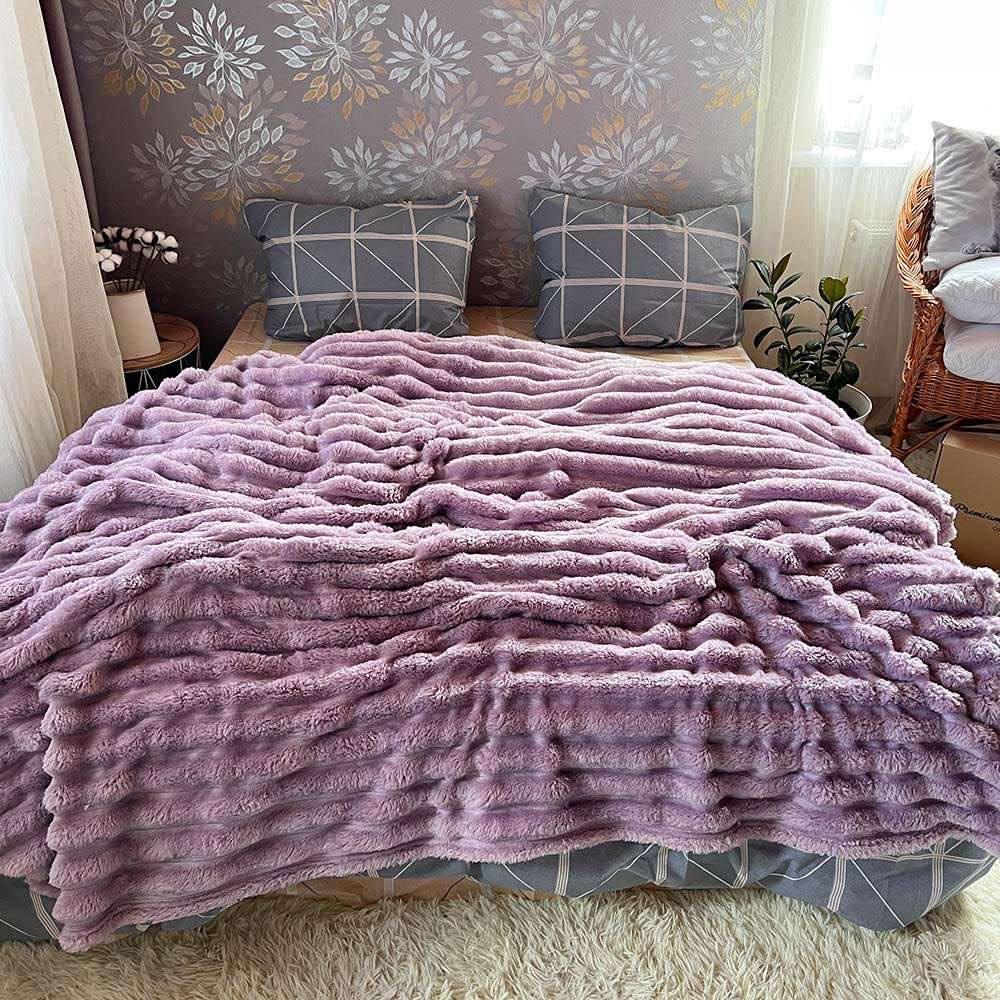 Плед широка смужка 200х230 см Бузковий (Д-Mpled003/2-03) - фото 3