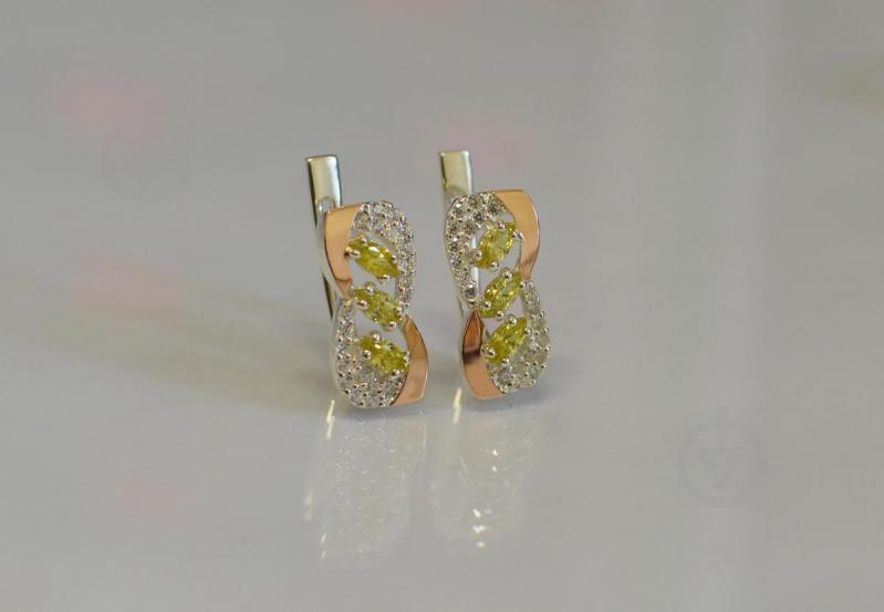 Серебряные серьги Sil с золотыми пластинами 120s-8 Желтый (Sil-806)