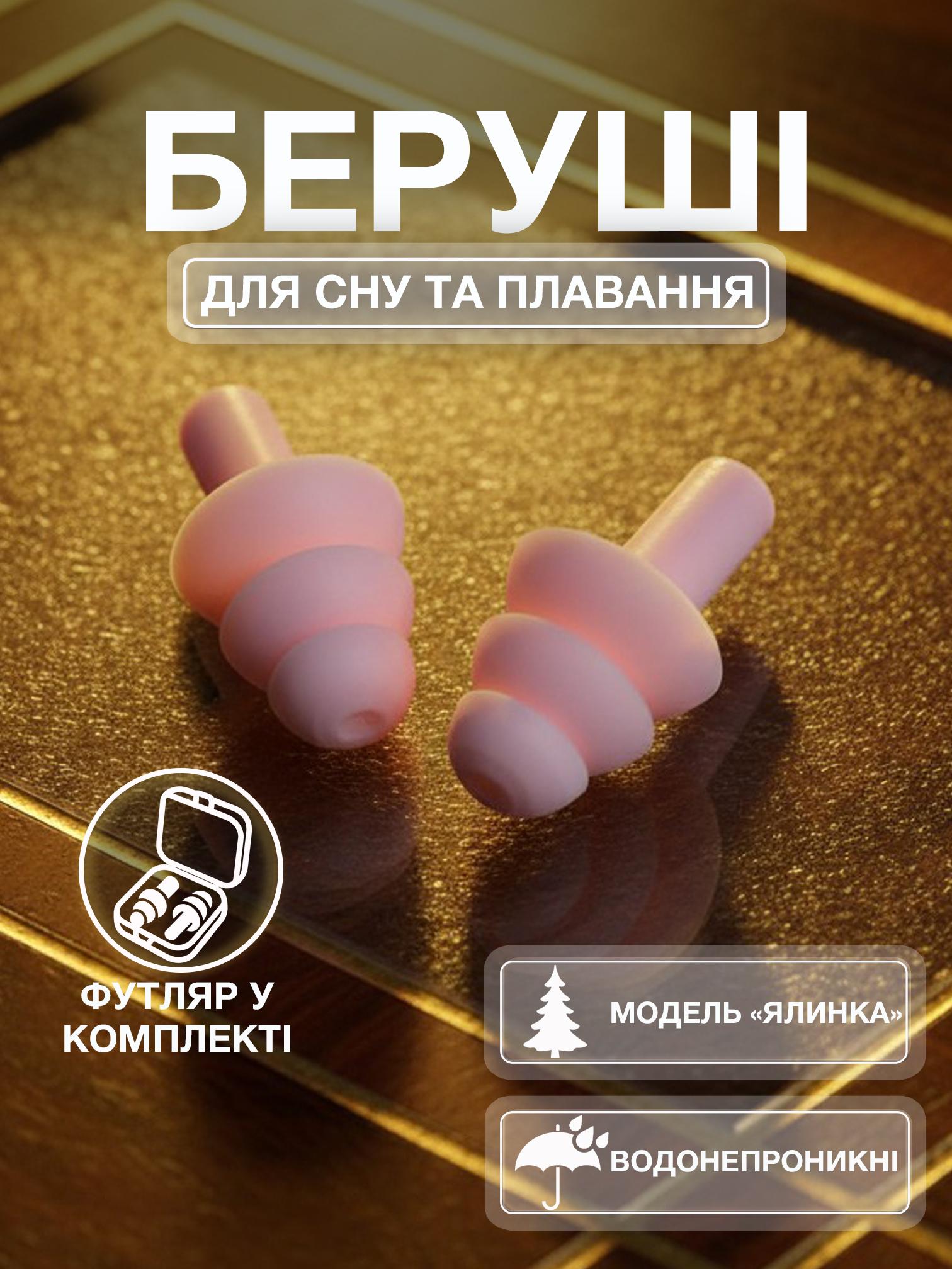 Беруши для сна плавания Univerza Елка силиконовые шумоподавляющие анатомические в футляре Розовый - фото 2 Беруши для сна плавания Univerza Елка силиконовые шумоподавляющие анатомические в футляре Розовый - фото 2