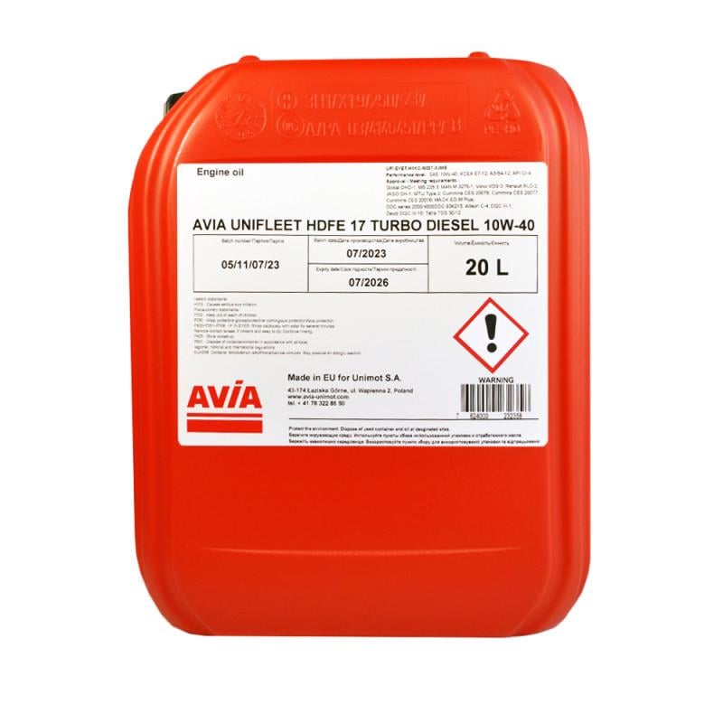 Масла моторные Avia Unifleet Turbo Diesel 10W 40 20 л