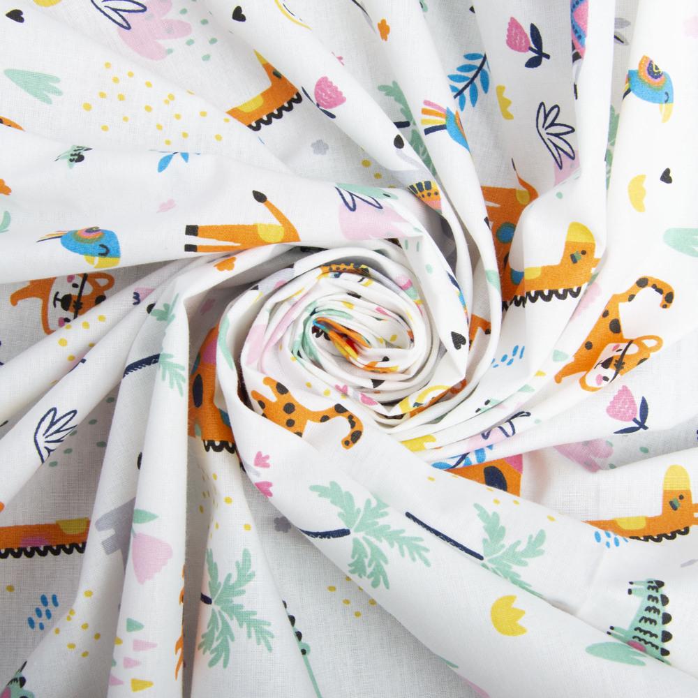 Ткань бязь ранфорс для постельного белья V-26648/1 Африка 2,4 м Белый (22846)