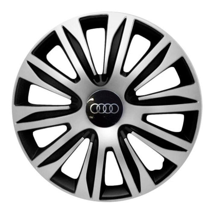 Ковпаки для коліс 4 Racing Nardo R13 з логотипом Audi 4 шт. Silver/Black