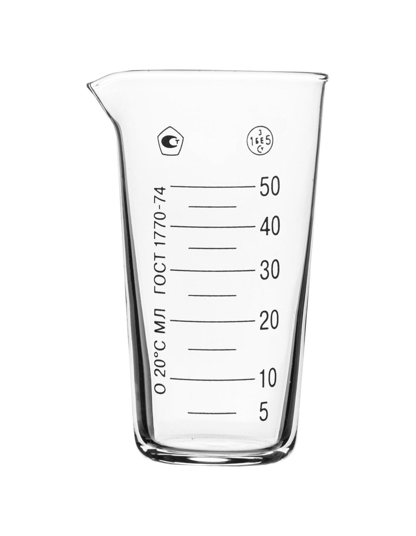 Мерный стакан стеклянный 50 мл (00130)