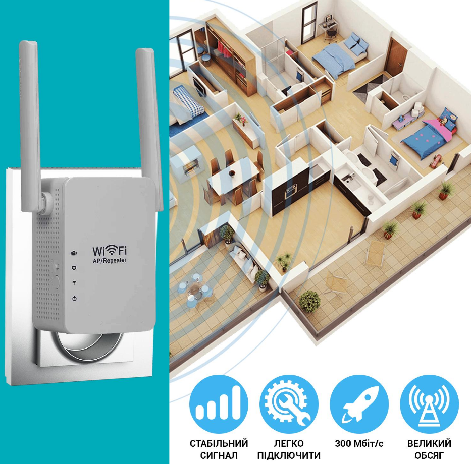 Ретранслятор Pix-Link Repeater Wi-Fi LV-WR13 WPS 300Mbps - фото 8