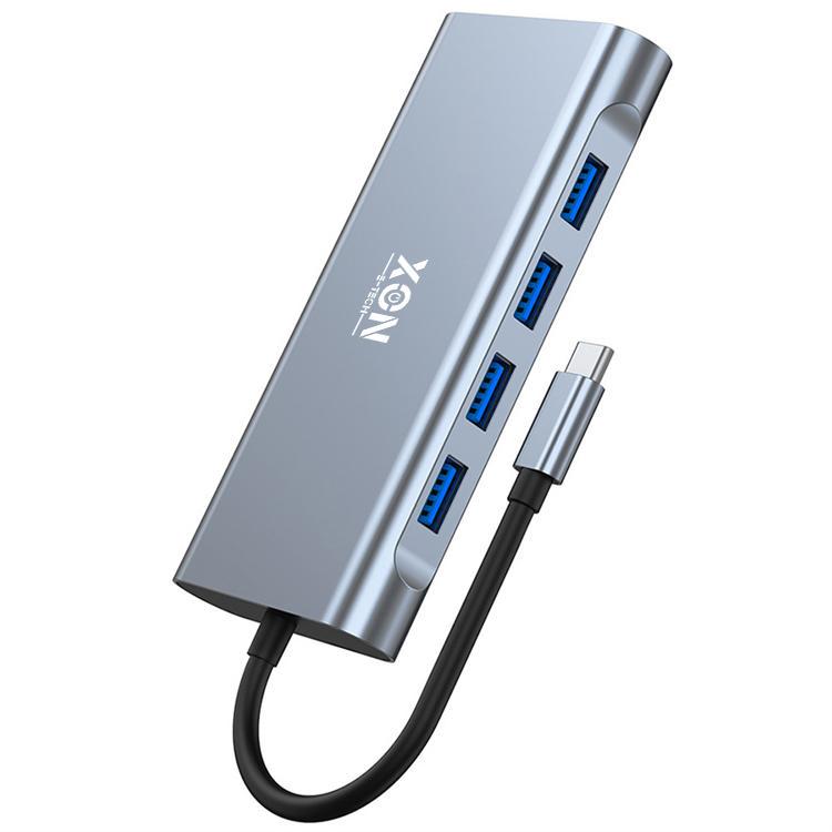 USB-хаб XON E-Tech SmartHub 11в1 Ethernet/VGA/HDMI/3.5 Audio/SD/TF/Type-C/2xUSB3.0/2xUSB 2.0 Серый (UHCHP113322G 4432)