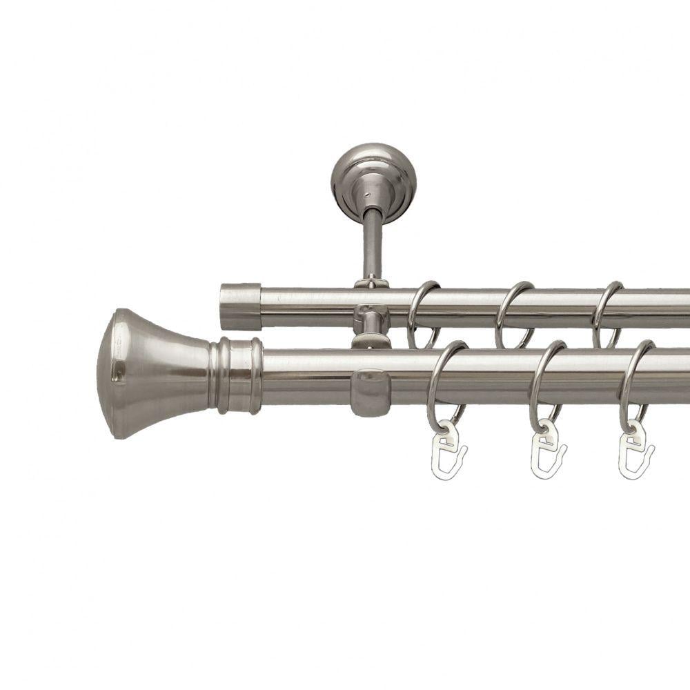 Карниз металлический Orvit Люксор двухрядный открытый/гладкая труба/кольцо металлическое Нержавеющая Сталь 25/19 мм 160 см (7075451) - фото 1 Карниз металлический Orvit Люксор двухрядный открытый/гладкая труба/кольцо металлическое Нержавеющая Сталь 25/19 мм 160 см (7075451) - фото 1