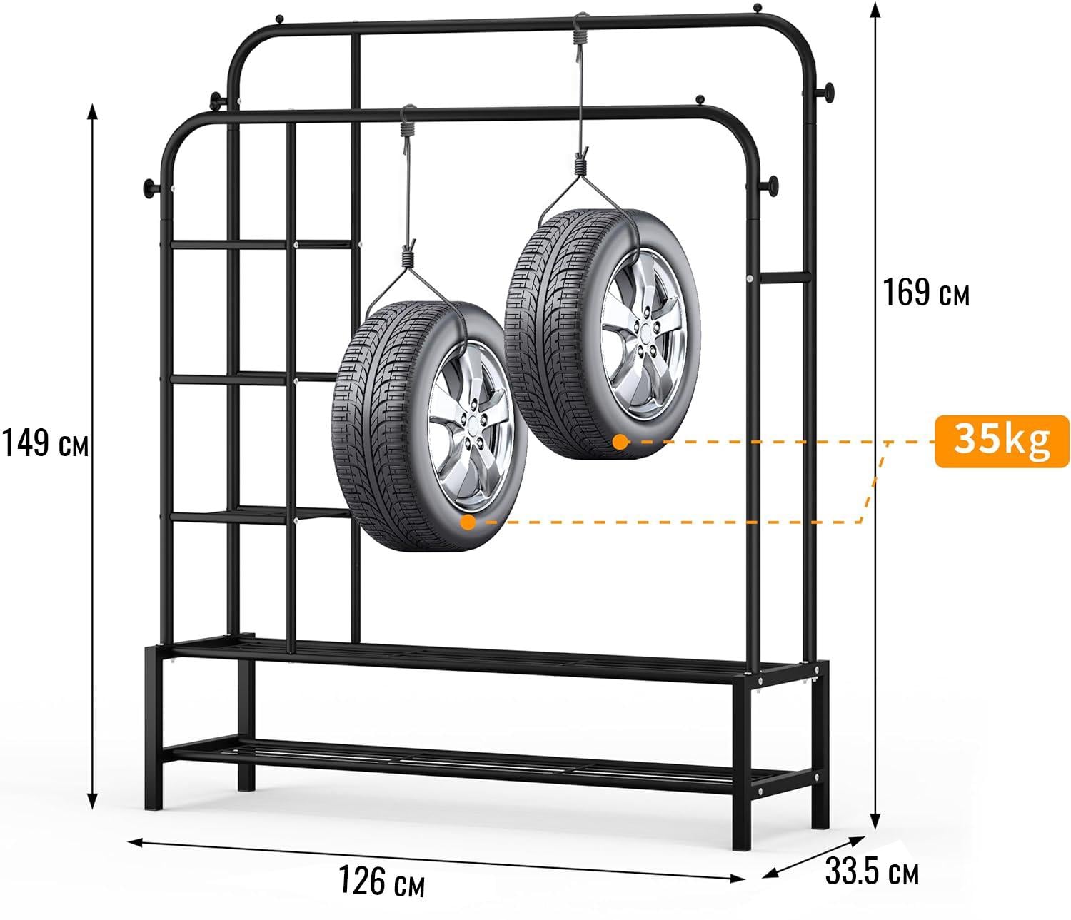 Вішалка для одягу та взуття DOAKT Grand Loft подвійна з полицею/гачками сталева XL Black (DSV-400BK) - фото 6