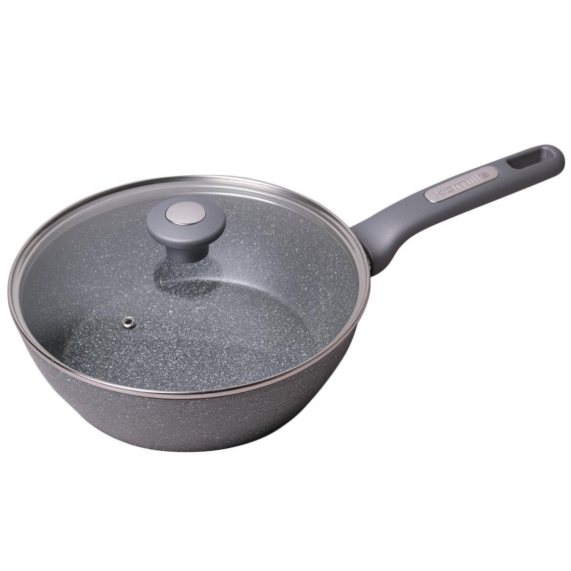 Сотейник з кришкою Kamille алюмінієвий з гранітним покриттям 28 см (4277GR)
