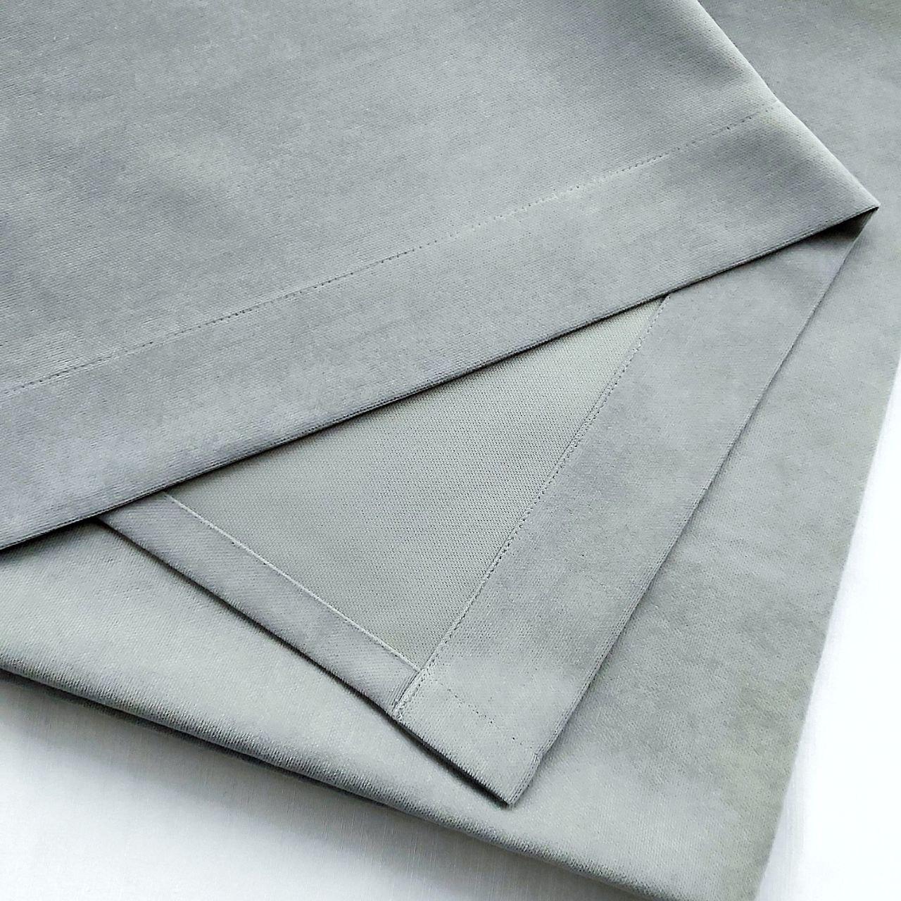 Штора на черных люверсах с подхватом микровелюр 150х250 см 1 шт. Серо-голубой (5801525-MT11/150-BL) - фото 7 Штора на черных люверсах с подхватом микровелюр 150х250 см 1 шт. Серо-голубой (5801525-MT11/150-BL) - фото 7