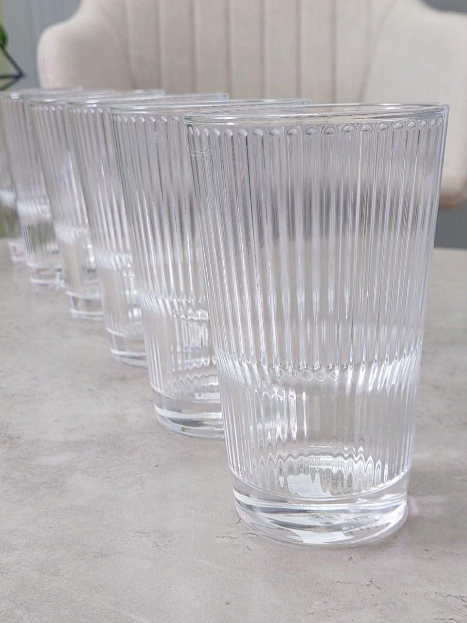 Набор высоких стаканов Смоук для воды/сока/компота 6 шт. 380 мл Прозрачный (102-837)