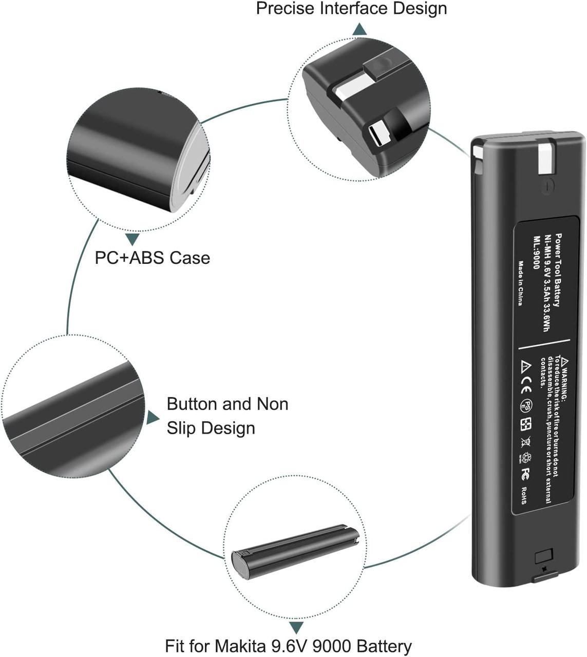 Аккумулятор Advnovo для шуруповертов и электроинструментов MAKITA 9000 3500 mAh 9,6 V - фото 3 Аккумулятор Advnovo для шуруповертов и электроинструментов MAKITA 9000 3500 mAh 9,6 V - фото 3