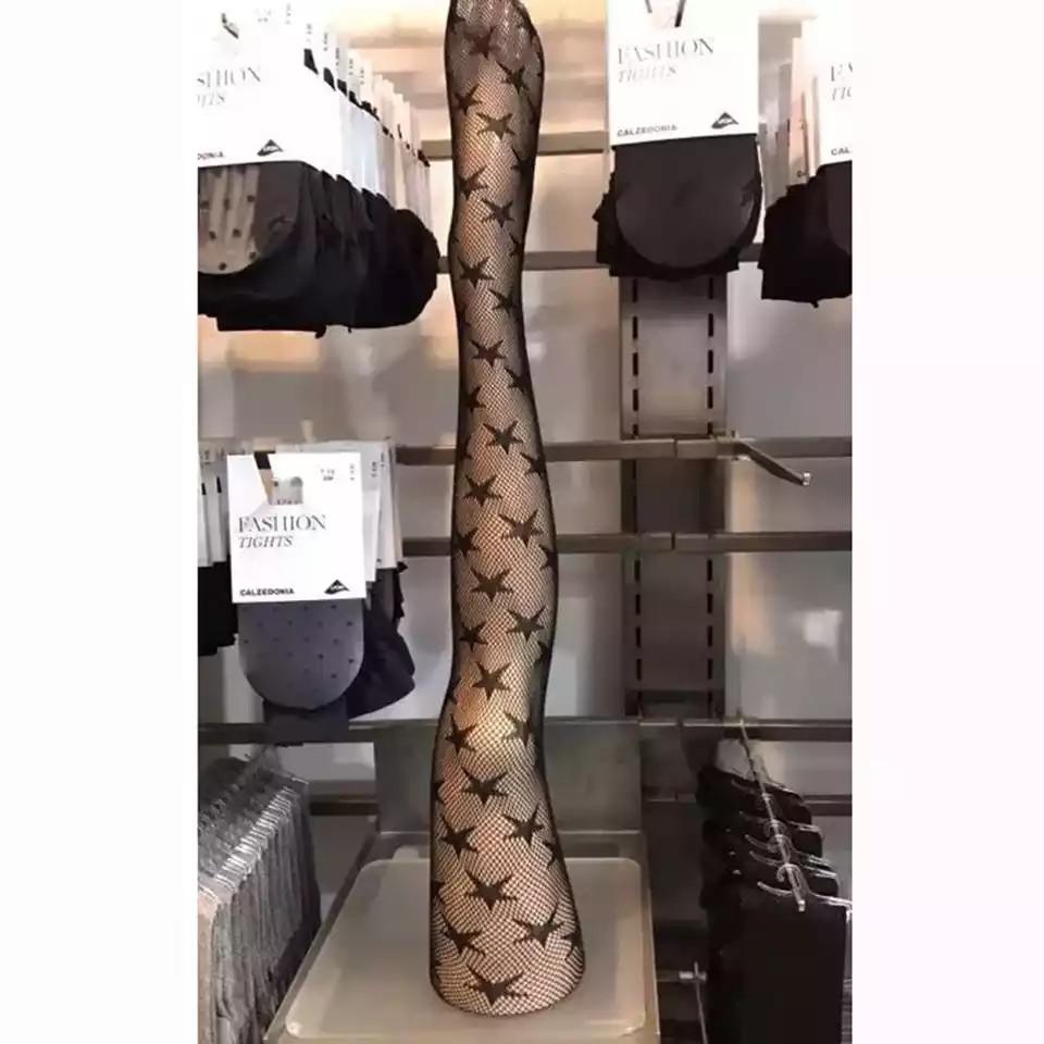 Колготки со звездочками в сетку женские One size Черный (10740) - фото 2