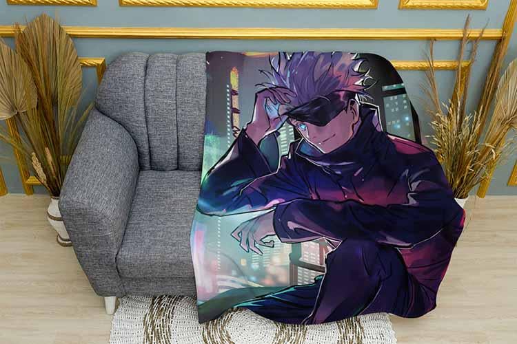Плед Satoru Gojo A bright place Jujutsu Kaisen плюш двухслойный 135х150 см (113747-2)