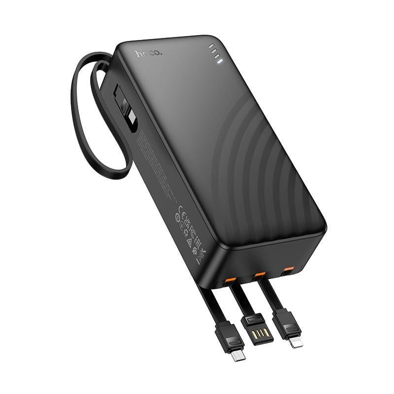 Повербанк Hoco J146B 30000 mAh с встроенными кабелями USB-C/Micro USB/Lightning/USB-A Черный (27556467)