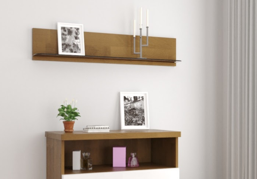 Полка навесная Arbor Drev Регина из натурального дерева сосна Дерево Орех