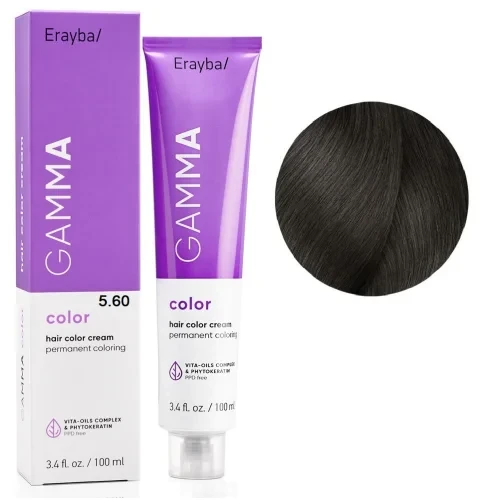 Краска для волос перманентная Erayba Gamma Color Cream 5/60 Коричневый светло-коричневый 100 мл
