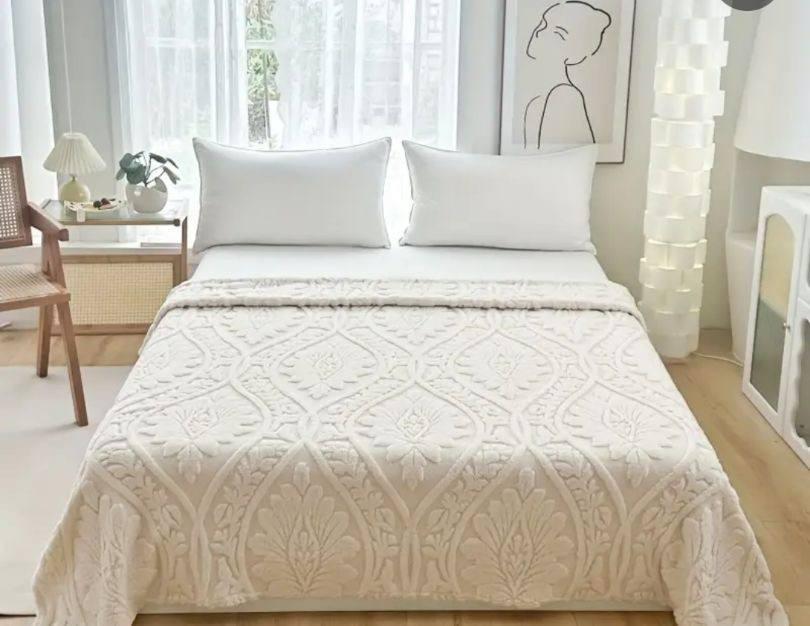 Плед євро плюшевий 200x230 см Молочний (Д-al-dpl-001-06)