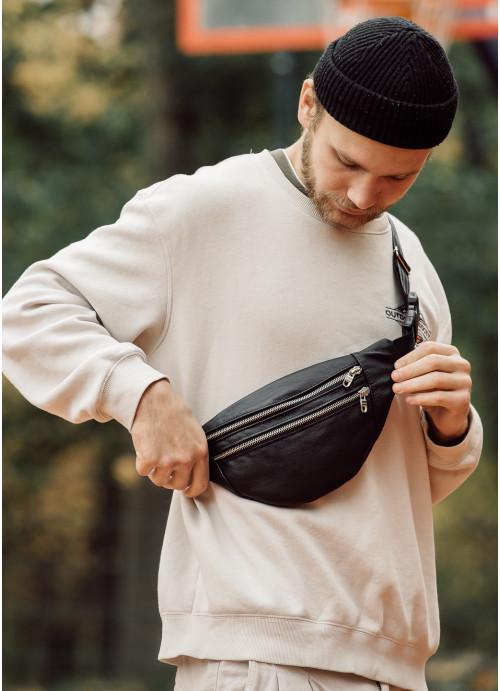 Поясная сумка мужская Sambag из натуральной кожи Черный (809033514)
