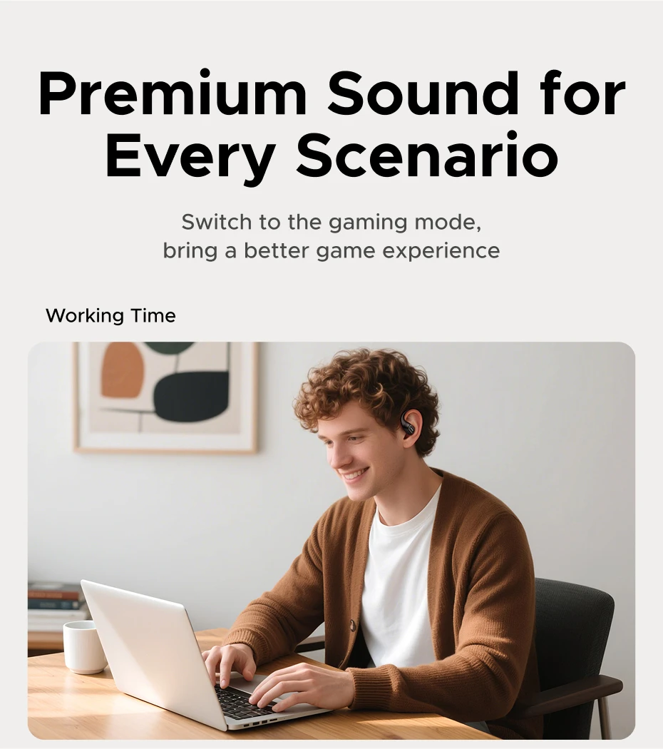 Наушники беспроводные UGREEN WS213 FitBuds Open-Ear Bluetooth 6.0 Black (WS213) - фото 12 Наушники беспроводные UGREEN WS213 FitBuds Open-Ear Bluetooth 6.0 Black (WS213) - фото 12