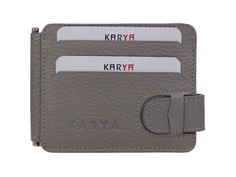 Зажим для купюр Karya 0044-098 из натуральной кожи Серый (2566527413)