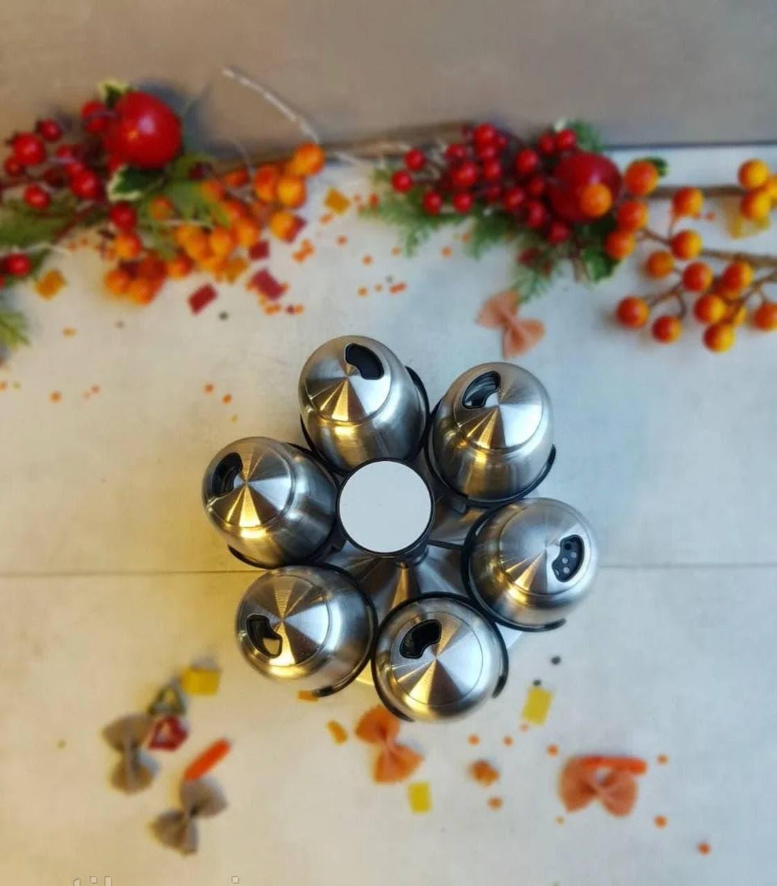 Набор емкостей для специй Frico FRU-129 на круглой подставке из нержавеющей стали 6 шт. (2530556585) - фото 4