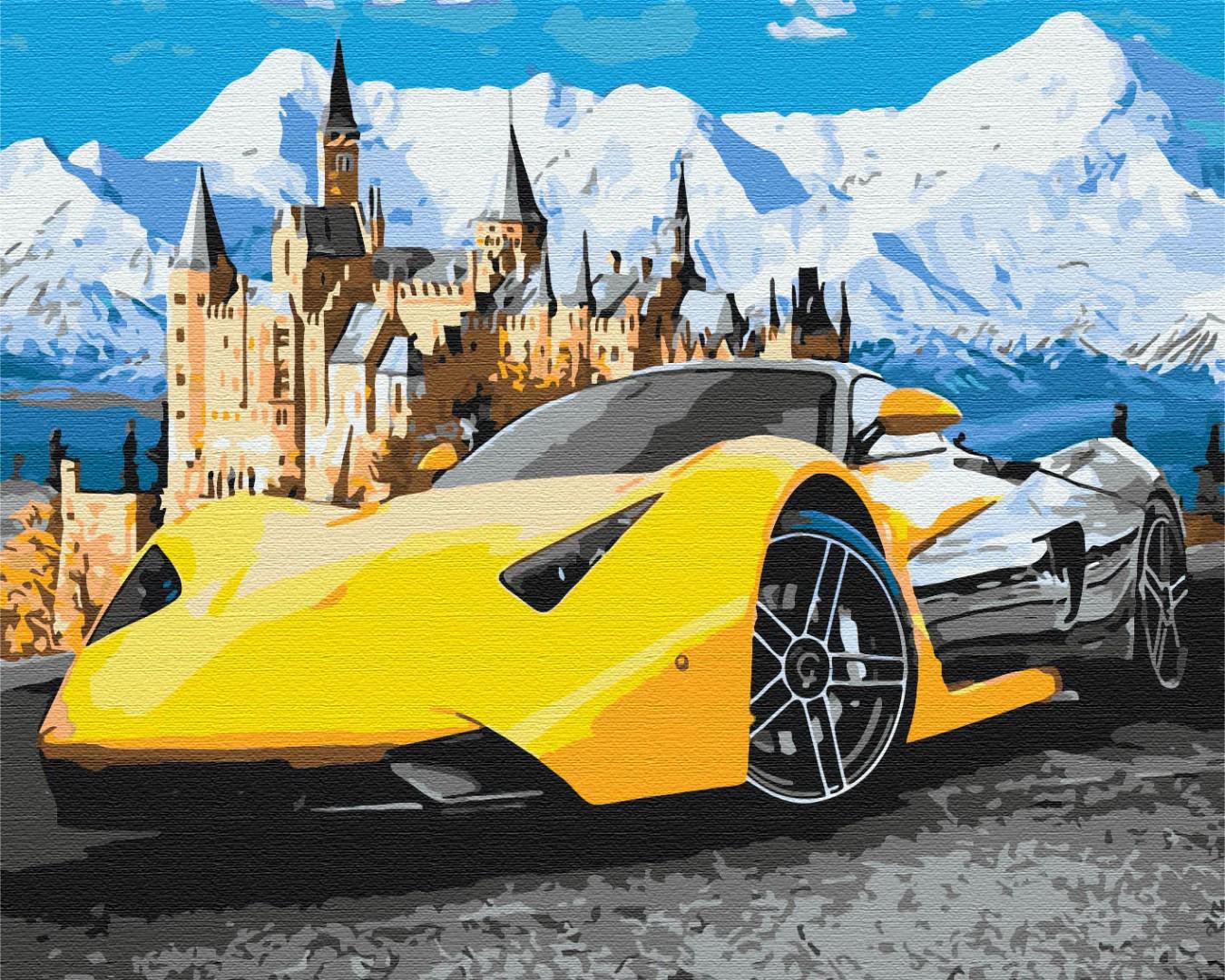 Картина за номерами Brushme Lamborghini біля замку 40х50 см (BS28723)