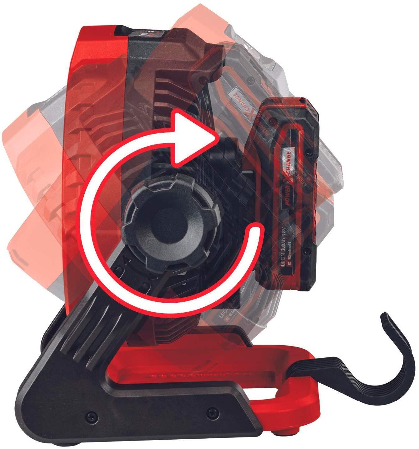 Вентилятор акумуляторний Einhell GE-CF 18/2200 Li 18В PXC 180 мм 1200-2200об/хв. 1,2 кг без АКБ/ЗП (253980) - фото 9