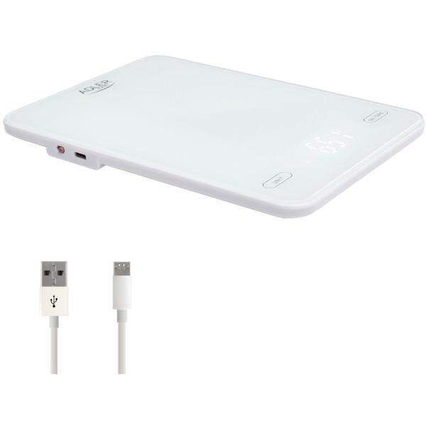 Ваги кухонні електронні Adler AD 3177 до 10 кг USB Type-C скляні з автовимкненням White (AD3177W) - фото 3 Ваги кухонні електронні Adler AD 3177 до 10 кг USB Type-C скляні з автовимкненням White (AD3177W) - фото 3