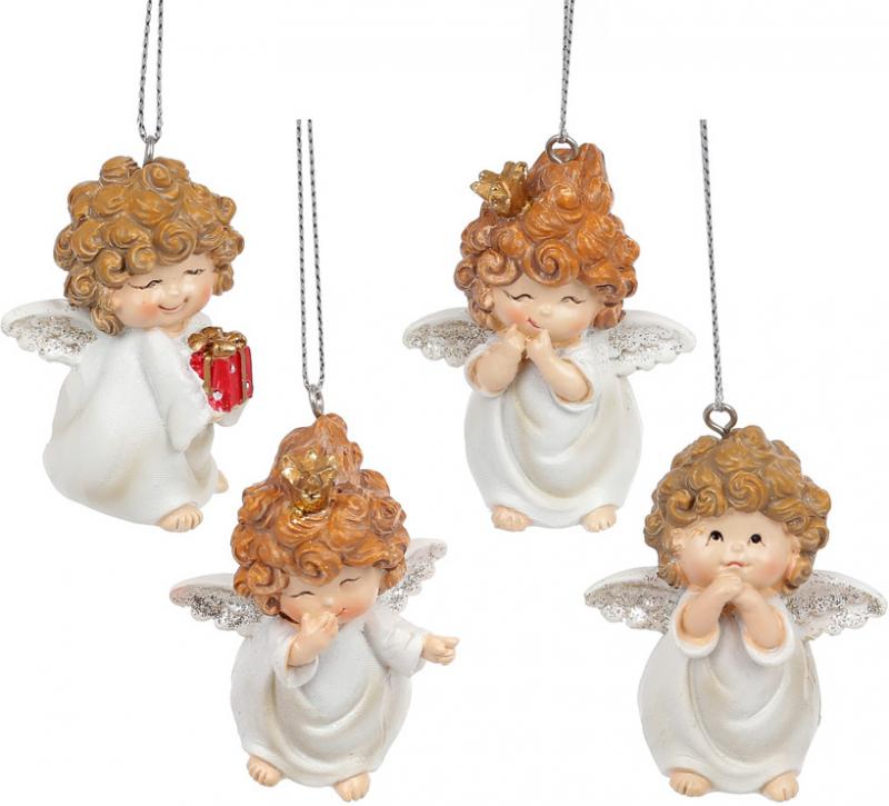 Набор подвесных фигурок Ангел-Милашка полистоун 6 см 12 шт. Кремовый/белый (BD-559-539)