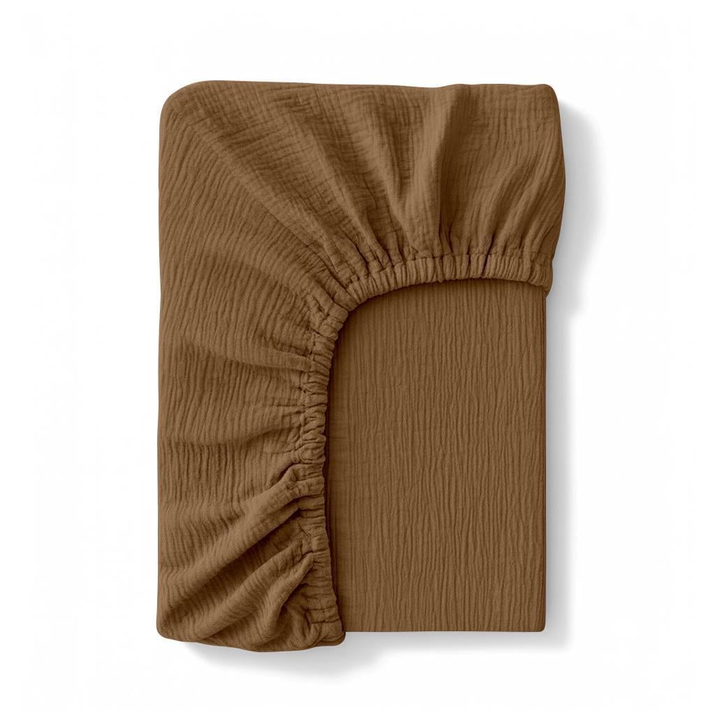Простынь на резинке Cosas COCOA BROWN муслин 90х200х20 см (4822052494165)