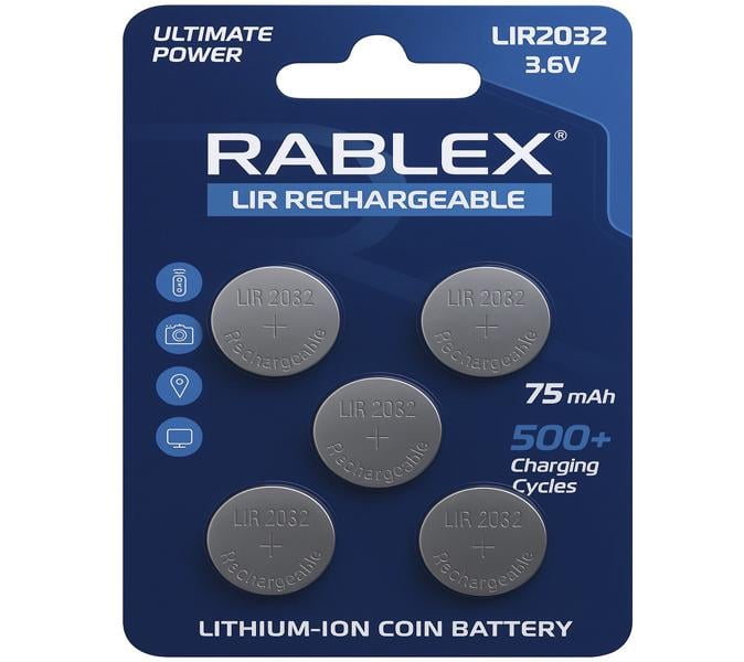 Акумулятор батарейка Rablex LIR2032 3,6V 75 mAh 5 шт.