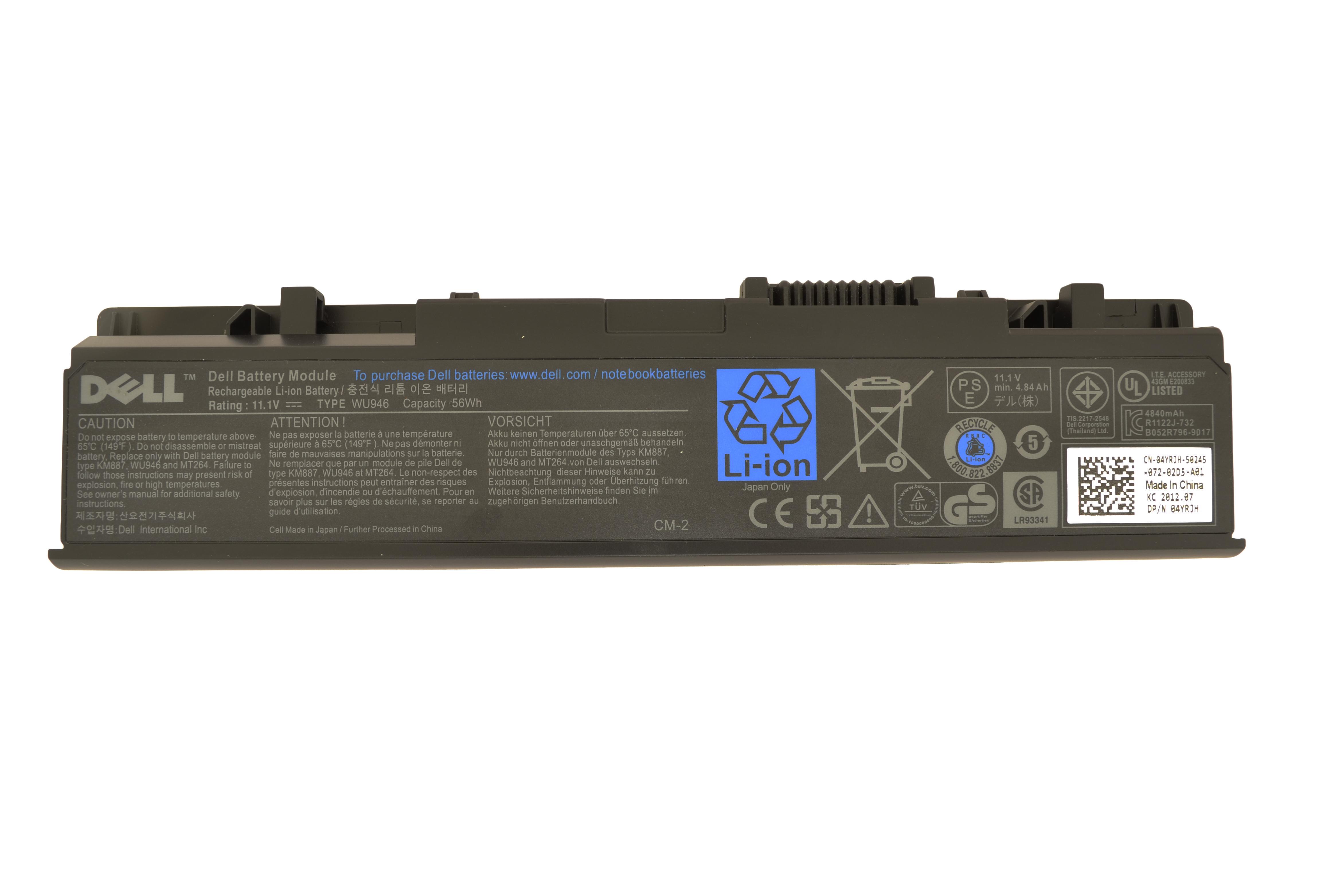 Акумулятор для ноутбука Dell WU946 Studio 1555 11,1 V 5200 mAh Акумулятор для ноутбука Dell WU946 Studio 1555 11,1 V 5200 mAh